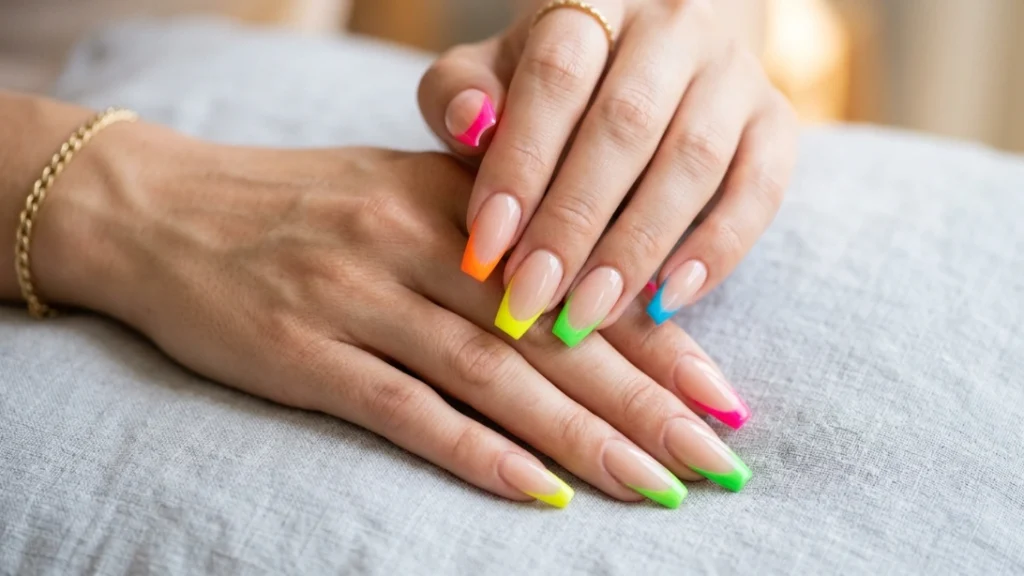 electric neon tip acrylic nail designs
