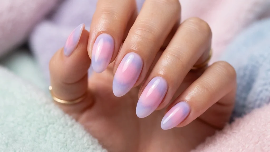 aura acrylic nail designs pastel gradient
