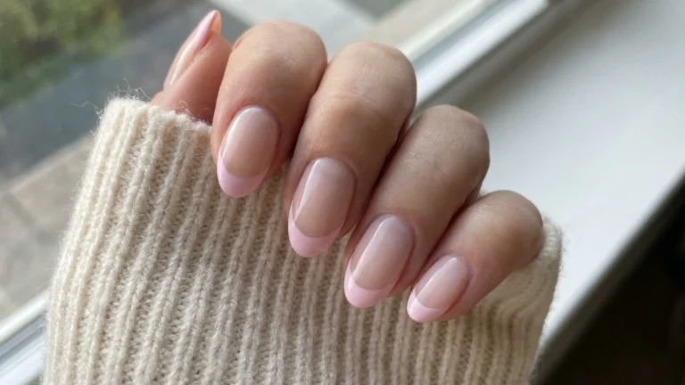 baby pink french tips - soft acrylic manicure feature image