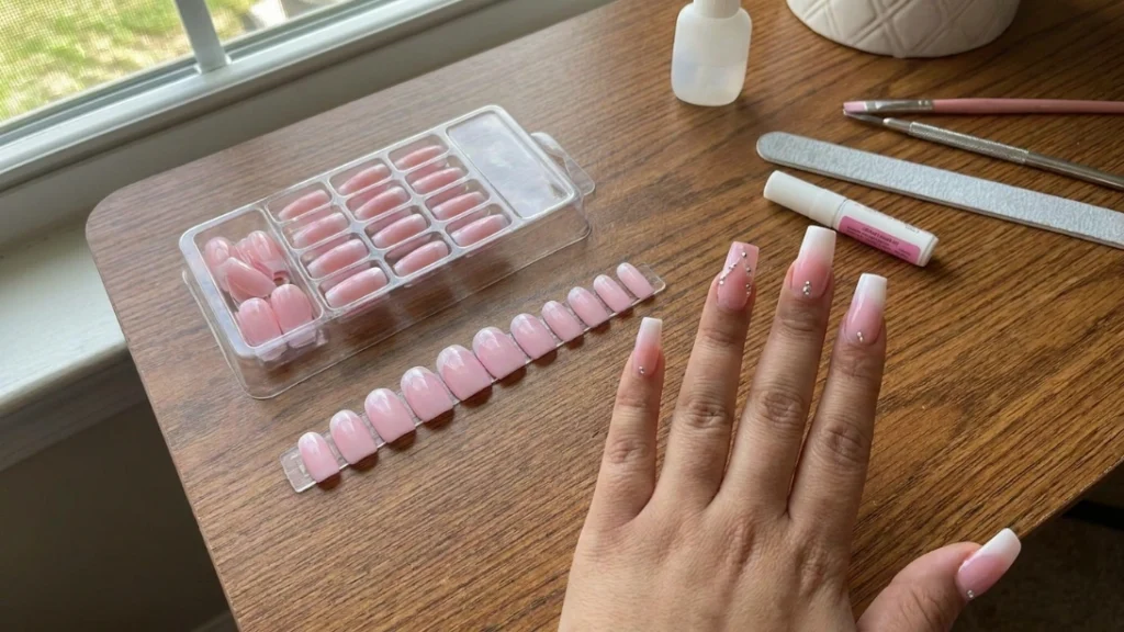 baby pink french tips - correct pigment saturation comparison