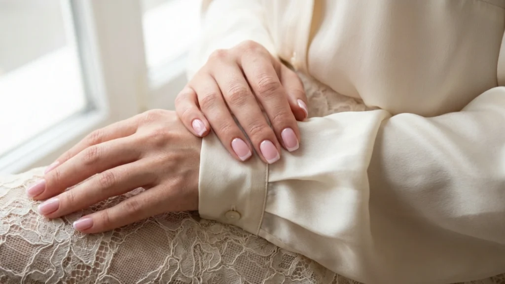 baby pink french tips - styled soft girl aesthetic look