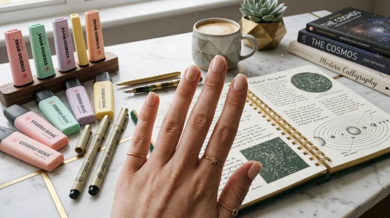 subtle nail art for school - tiny gold star accent feature image