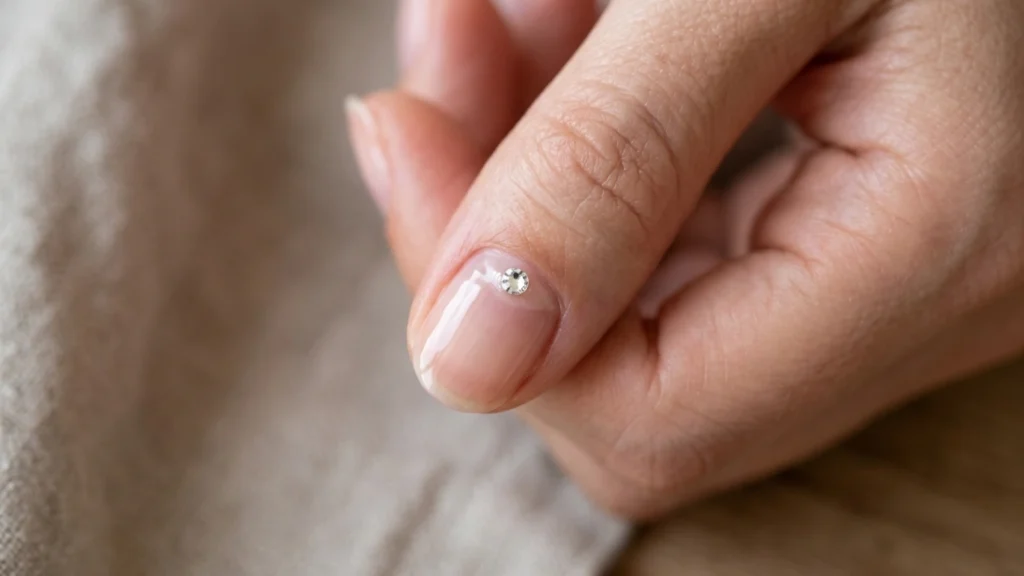 rhinestone nails - single minimalist crystal accent