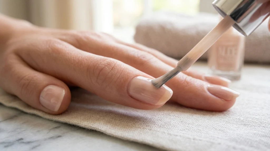applying base nail polish color before matte top coat