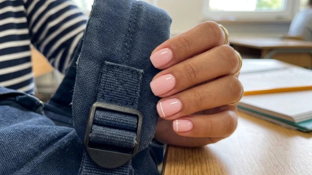 subtle nail art for school - thin line french tip alternative
