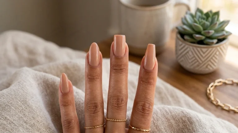 best nail shape for your fingers - warm nude almond square coffin comparison