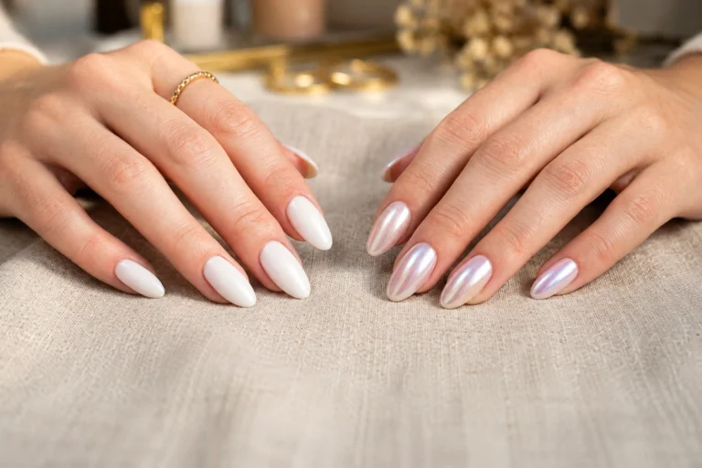 milky nails vs glazed donut nails - side by side comparison feature image