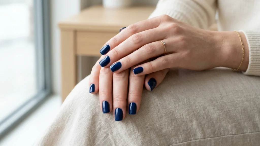 back to school nail colors - true navy manicure