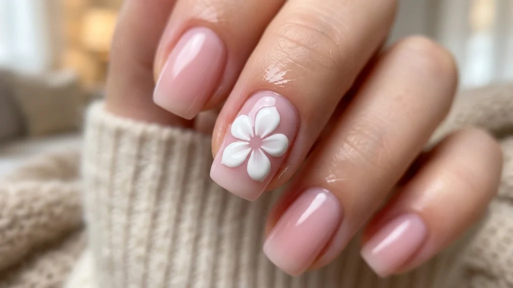 flower nail art for beginners - all five petals completed