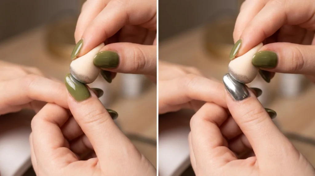 Olive chrome with minimal gold detailing works well for wedding guest styling.