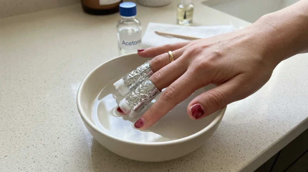 Gel removal takes about the same time at home as it does at the salon.