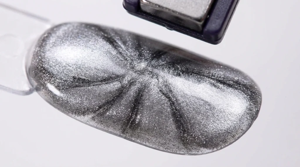 fully cured glossy black base for red spiderweb nails