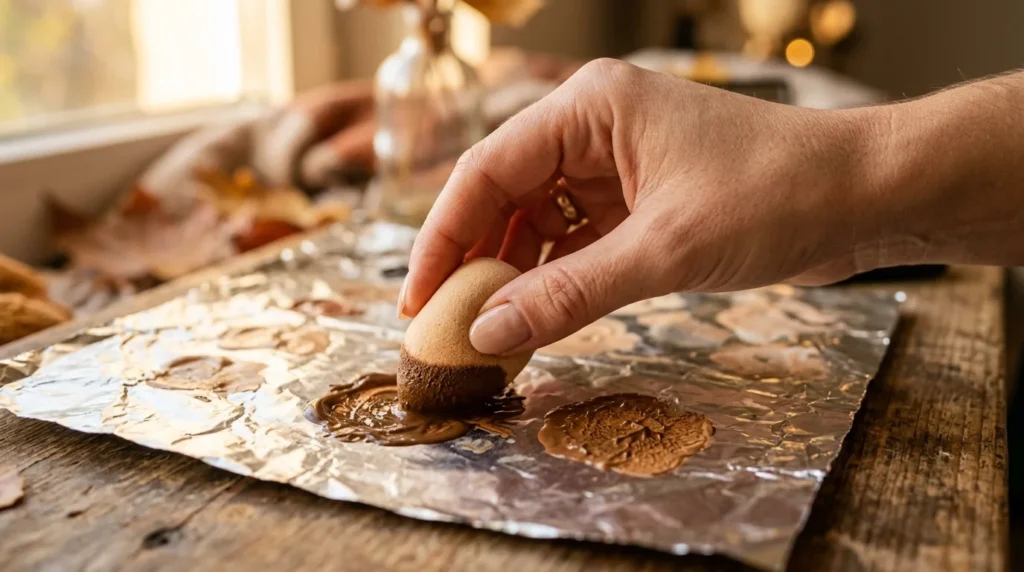 Load the sponge with the desired color of milky coffee aura nails.  