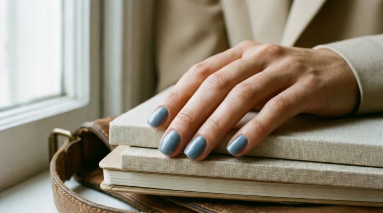 dolphin gray nails featured image with glossy finish