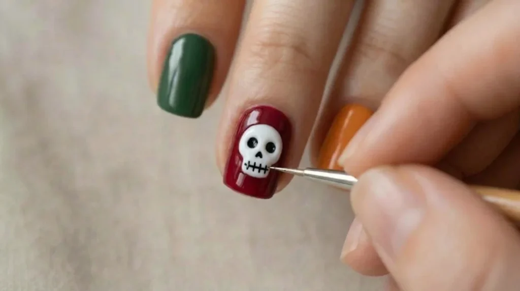 Step 6: the mini skull, kept small and simple for a cleaner finish.