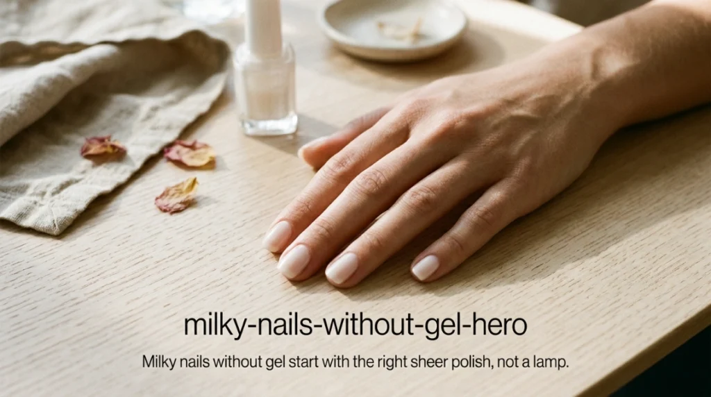 milky nails without gel