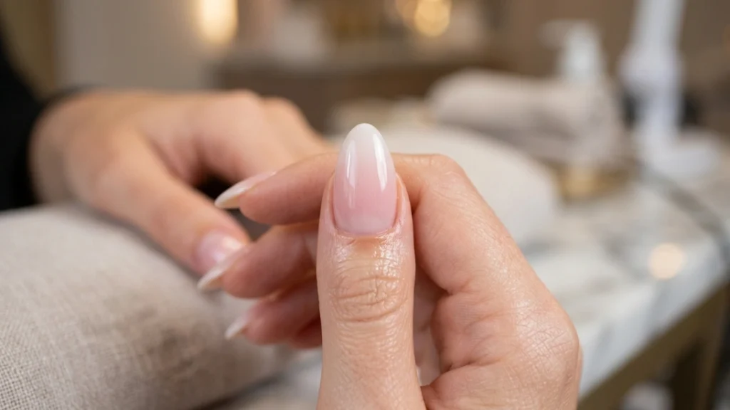 milky nails vs babyboomer gradient blend zone