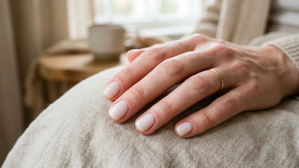 milky nails vs babyboomer short round shape