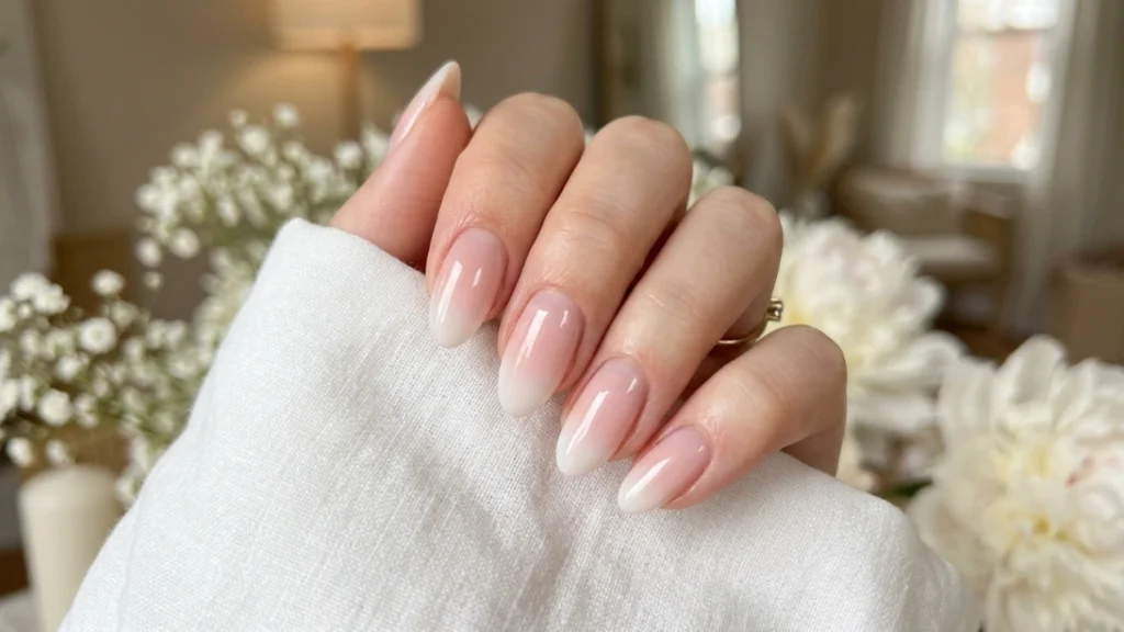 milky nails vs babyboomer combined gradient and glow