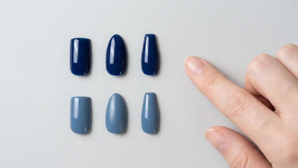 Navy vs Denim blue nails press on 