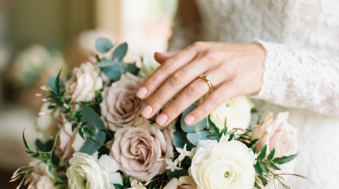 no mani mani wedding nails - sheer blush bridal manicure feature image