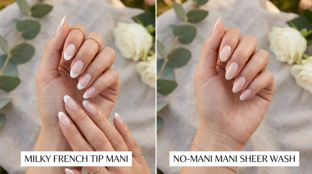 no mani mani wedding nails - candid wedding day ring shot
