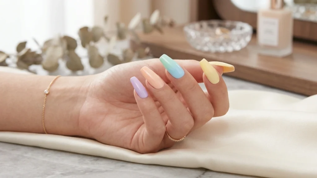 coffin nails for beginners - slimming effect on wider nail beds