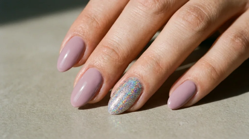 short almond nails Glitter and Sparkle 