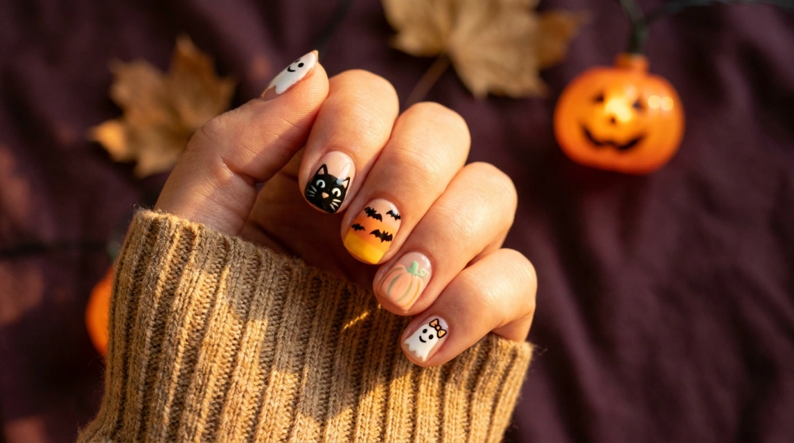 cute halloween nails - six design showcase feature image