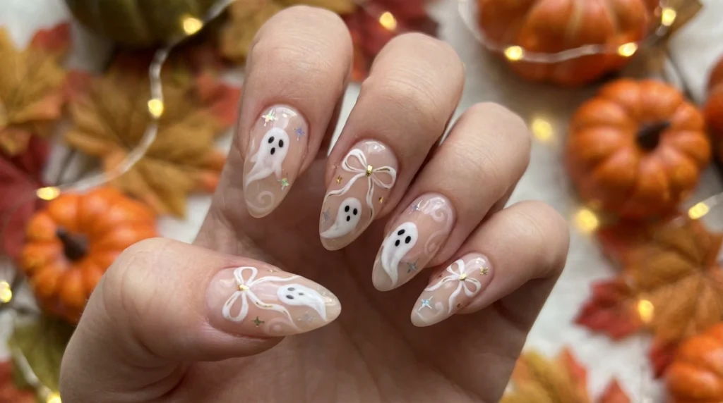 cute halloween nails - candy corn gradient tip design