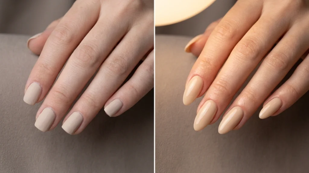 luxury nails glossy finish versus flat matte comparison