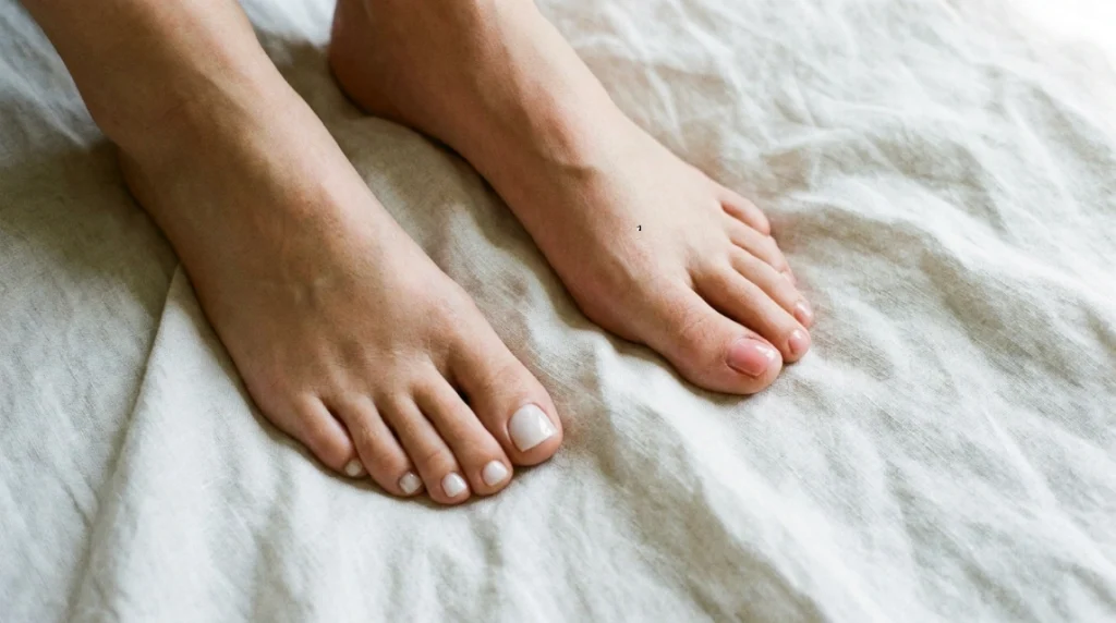 Nude and neutral toe nail colors including café au lait