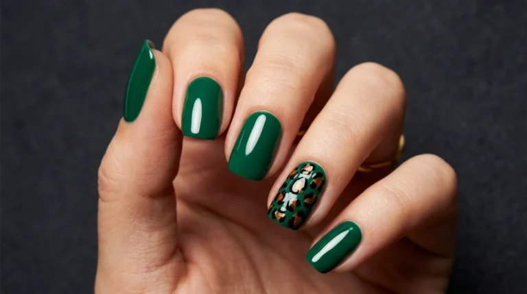 green leopard print nails - editorial feature image