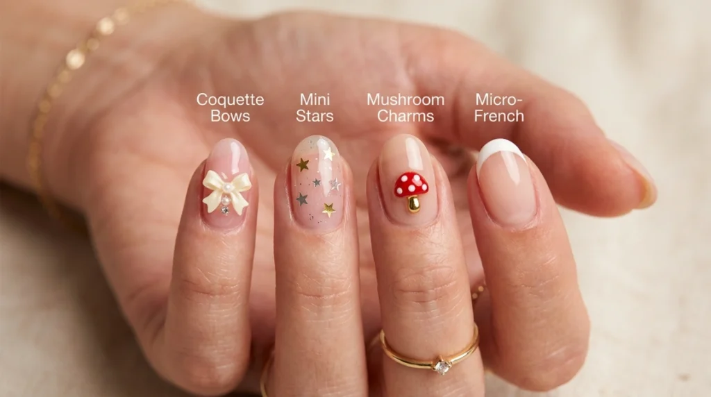four tiny nail art accent styles compared