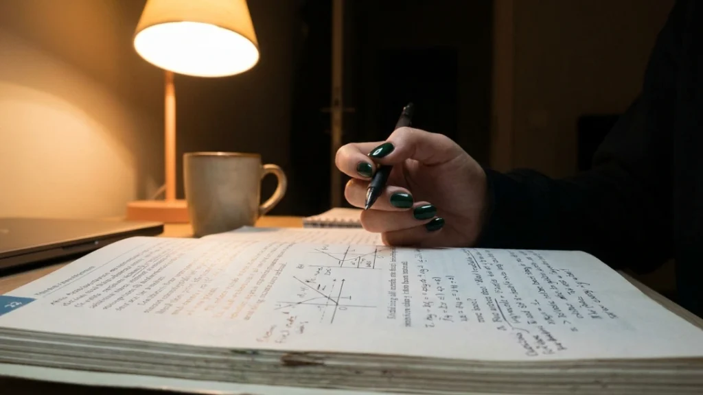 wicked green nails - late night study session lifestyle shot