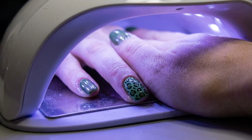 green leopard print nails