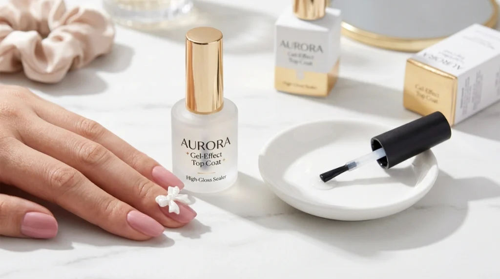 top coat sealing tiny nail art accent