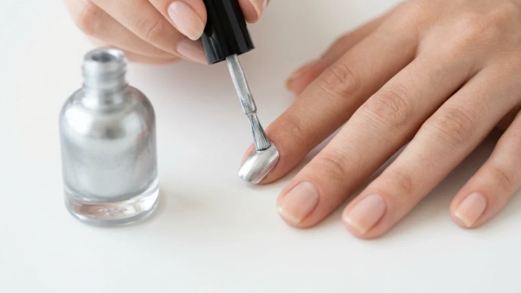 chrome vs metallic nails - metallic polish applied straight from bottle