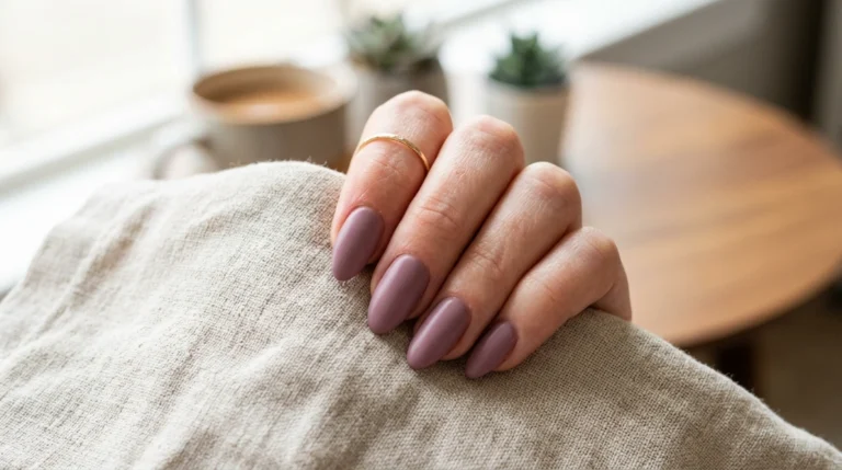 dusty mauve nails on medium almond shape