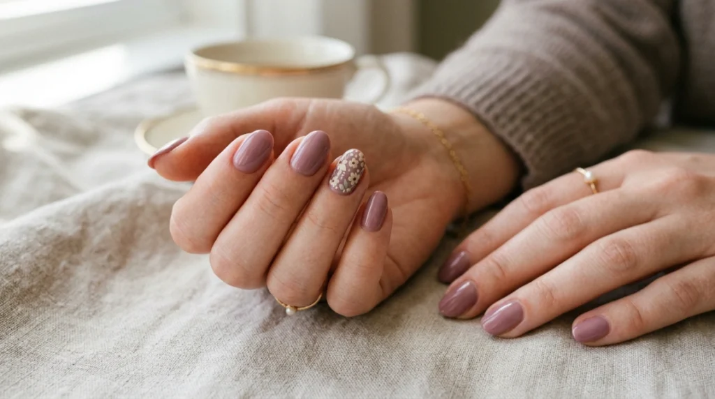Tiny florals over a dusty mauve base