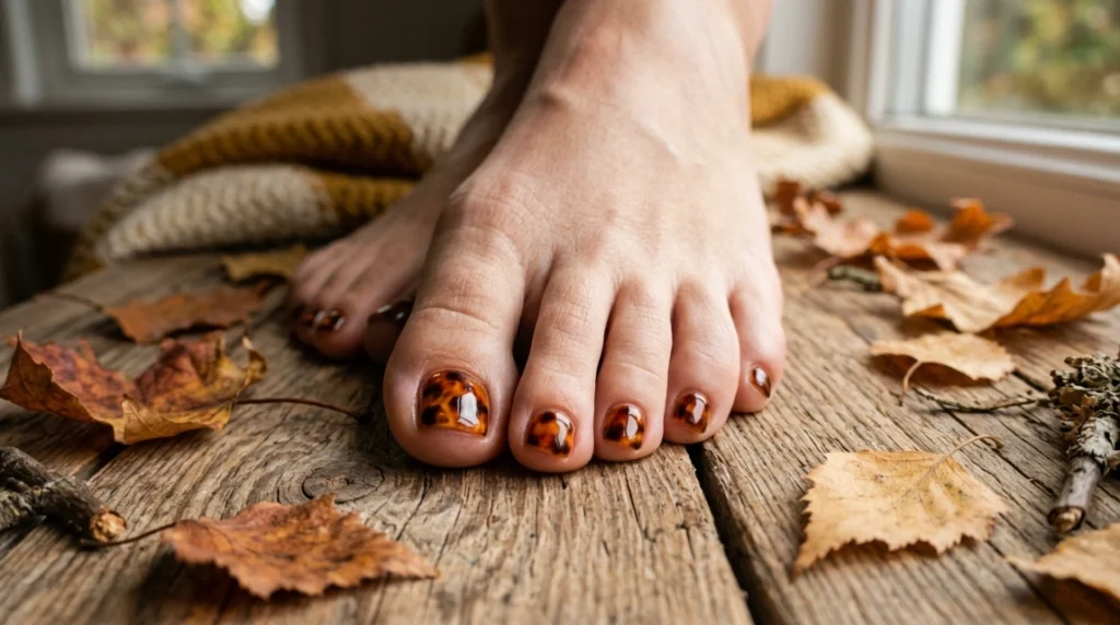 matte chocolate suede pedicure for fall.