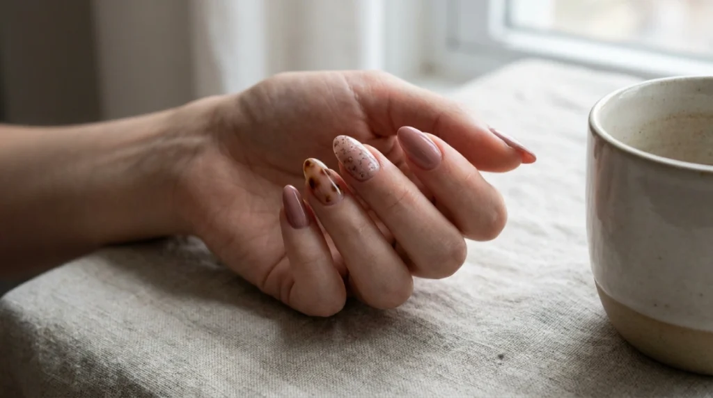 Starting with just two mismatched nails is an easy, school-appropriate way to try the trend
