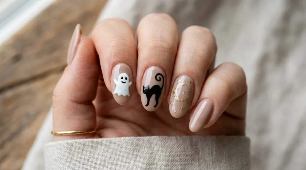 A tiny cat, a crescent moon, or scattered stars all swap in for the ghost