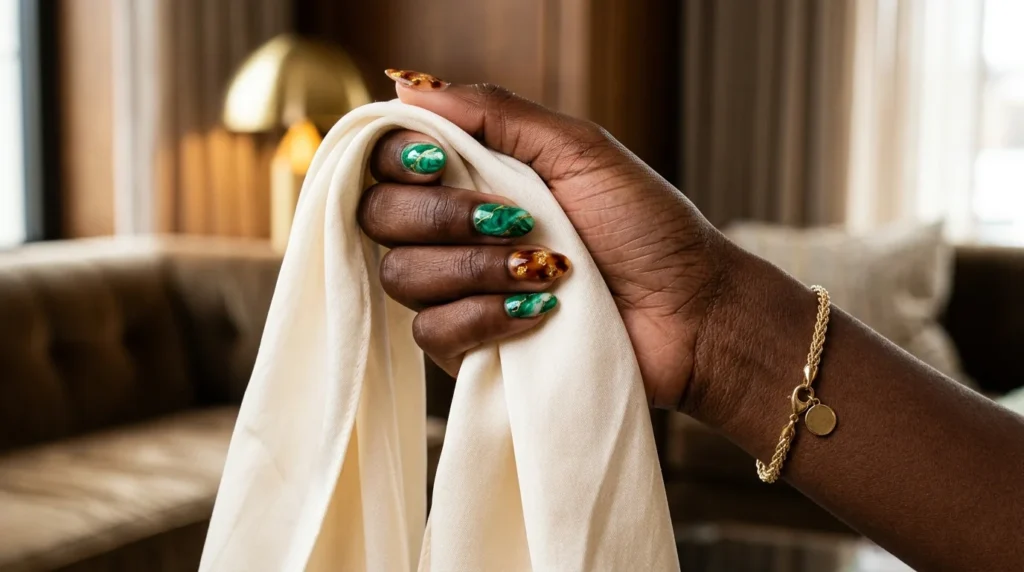 Nail with Emerald Color touch and middle contrast